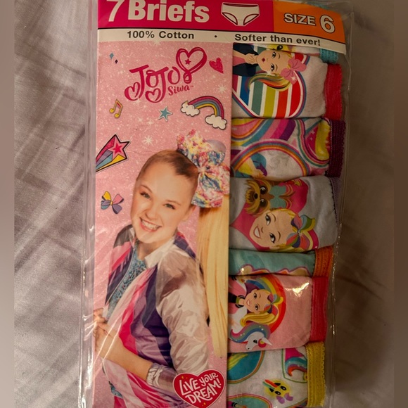 JoJo Sawa Cotton Briefs pack of 7 Size 6 pink, blue, green, red, white - Picture 2 of 2